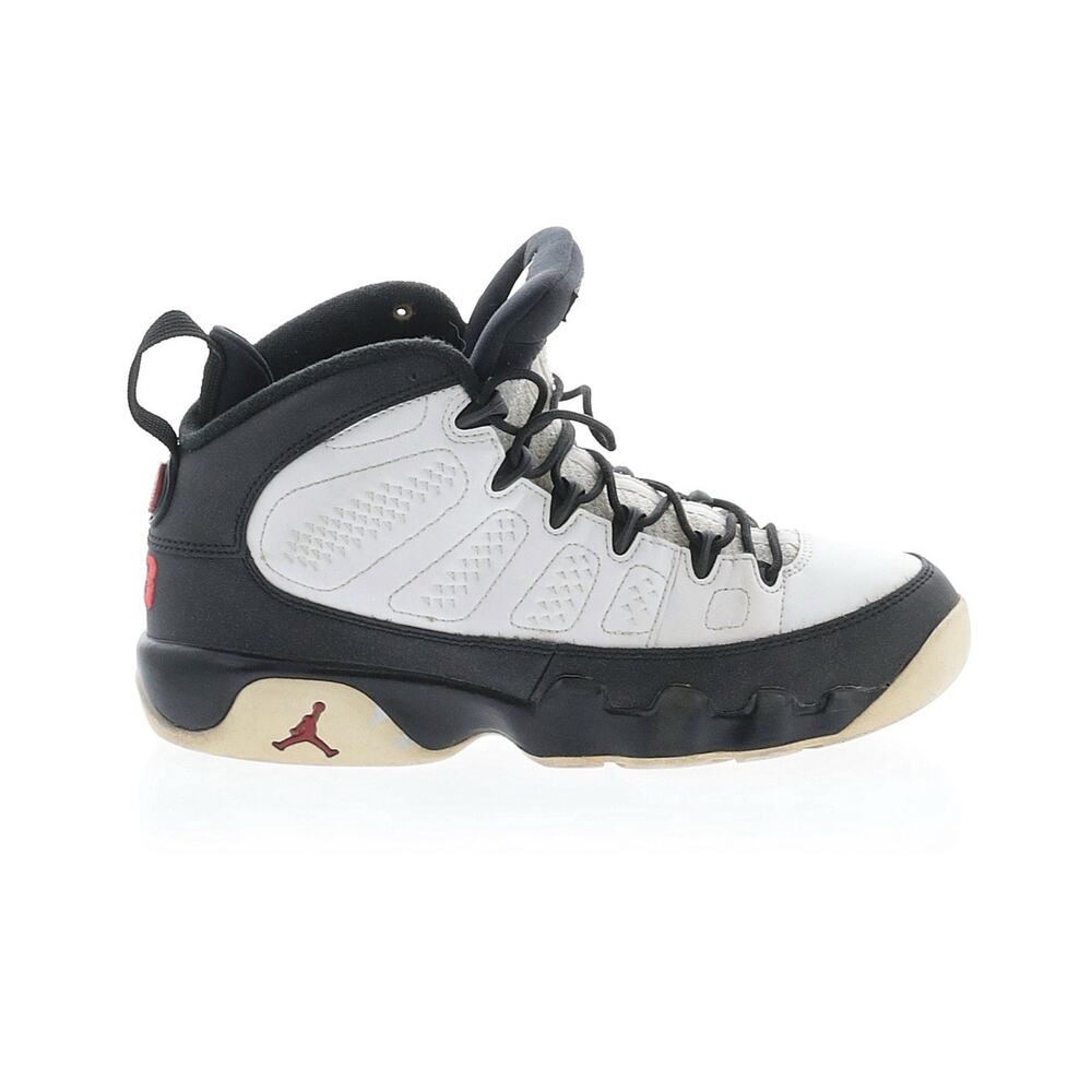 Nike Air Jordan 9 Retro GS Mid White Black Red Youth/Men Size 7 Leather Sneakers - Picture 2 of 3